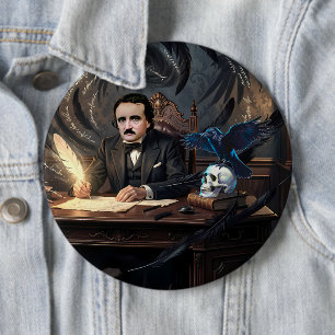 Edgar A. Poe komponiert The Raven in gotischen Trä Button