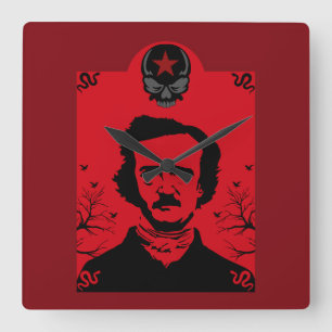 Edgar Allan Poe Black Raven Quadratische Wanduhr