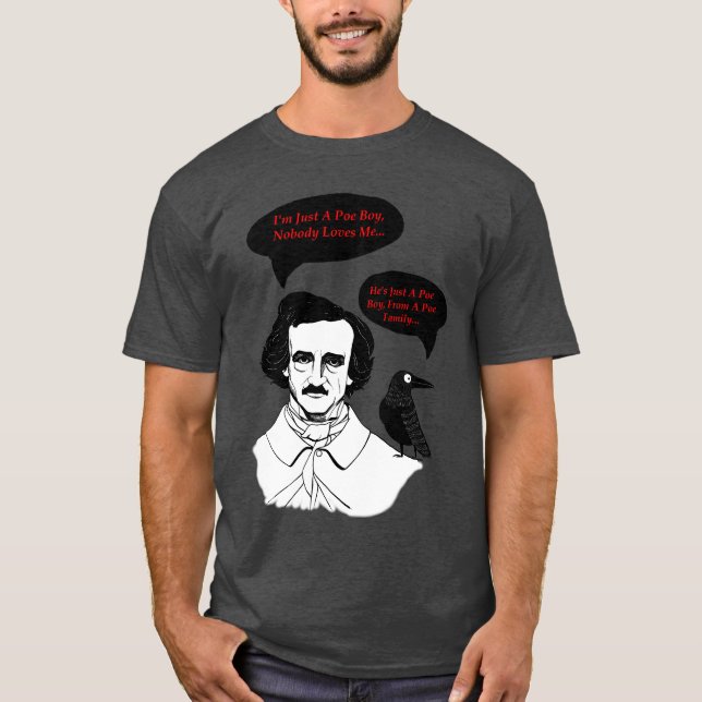 Edgar Allan Poe Boy und Raven T-Shirt (Vorderseite)