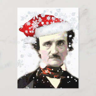 Edgar Allan Poe Christmas Hat Snowflake Postkarte