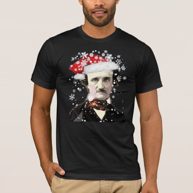 Edgar Allan Poe Christmas Hat Snowflake T-Shirt (Vorderseite)