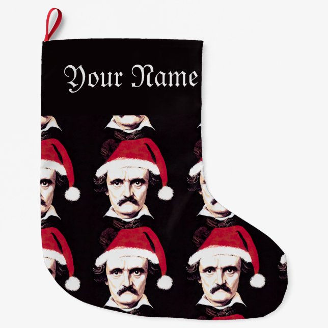 Edgar Allan Poe Christmas Strumpf - Personalisiert Großer Weihnachtsstrumpf (Vorderseite)