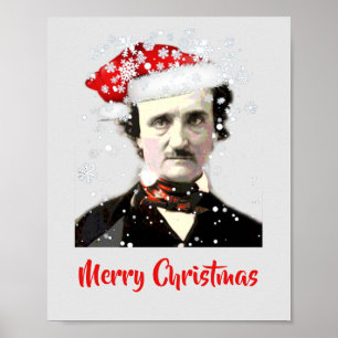 Edgar Allan Poe Christmas Wish Hat Snowflake Poster