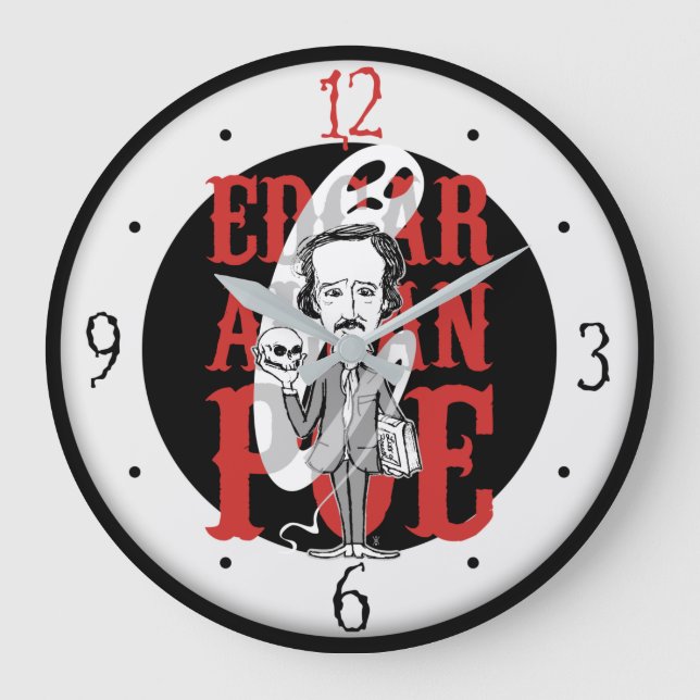 Edgar Allan Poe Clock Große Wanduhr (Vorderseite)