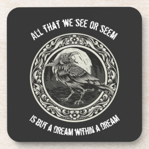 Edgar Allan Poe Dichter Autor Traum Rabe Medaillon Getränkeuntersetzer