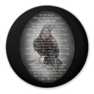 Edgar Allan Poe Gedicht mit Watercolor Raven Art Keramikknauf