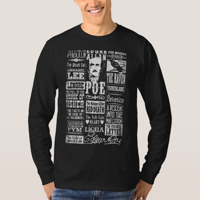 Edgar Allan Poe Gedichte Zitate Raven Literatur T-Shirt (Vorderseite)