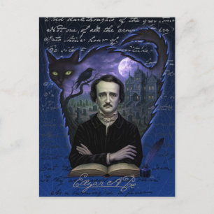 Edgar Allan Poe Gothic Raven Postkarte