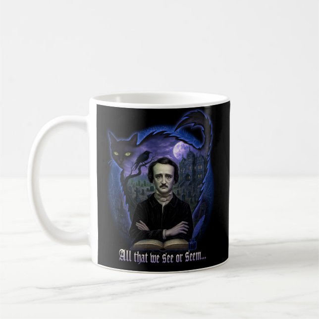 Edgar Allan Poe Gothic Tasse - Spuk Raven & Cat (Links)