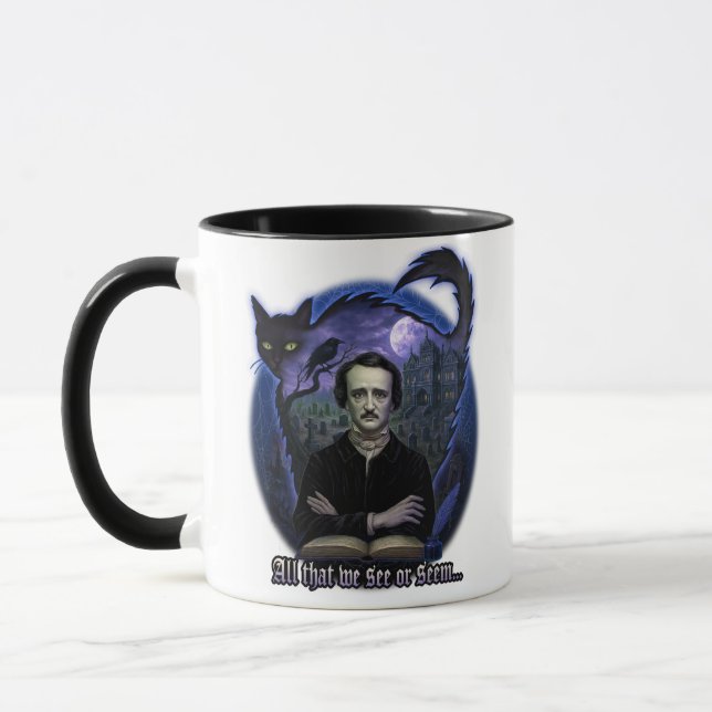Edgar Allan Poe Gothic Tasse - Spuk Raven & Cat (Links)