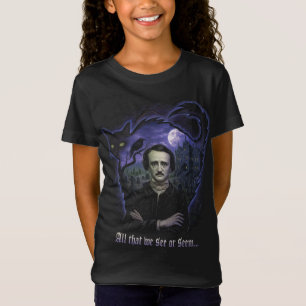 Edgar Allan Poe Gothic Youth T-Shirt - Raven & Cat