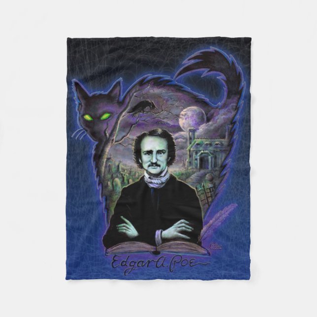 Edgar Allan Poe gotisch Fleecedecke (Vorderseite)