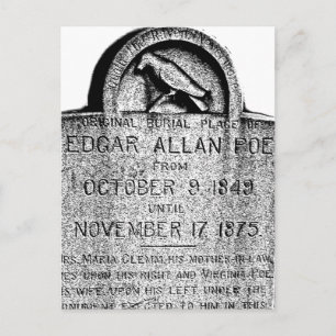 Edgar Allan Poe Grabstein. graue Halloween-Bilder Postkarte