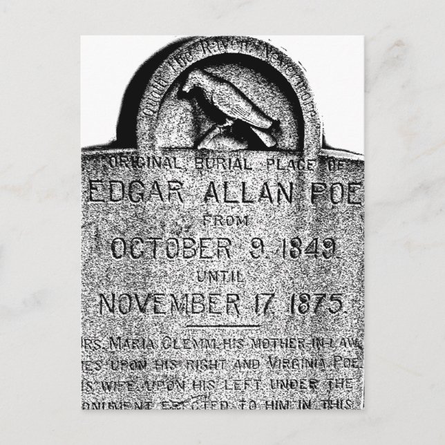Edgar Allan Poe Grabstein. graue Halloween-Bilder Postkarte (Vorderseite)