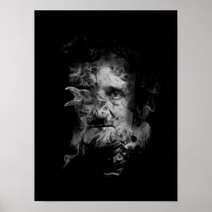 Edgar Allan Poe im Rauche mit Raben - nie wieder Poster
