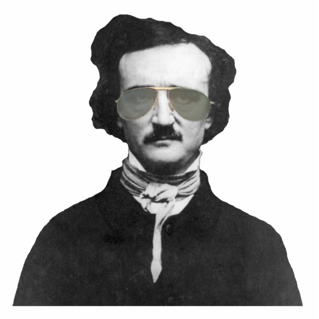 Edgar Allan Poe in Sonnenbrille Fotoskulptur Schlüsselanhänger (Vorne)