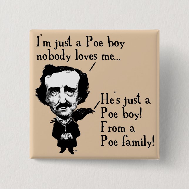 Edgar Allan Poe Junge Lustiger Knopf Abzeichen Pin Button (Vorderseite)