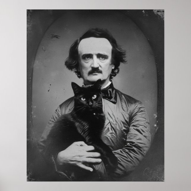 Edgar Allan Poe mit der schwarzen Katze Poster (Vorne)