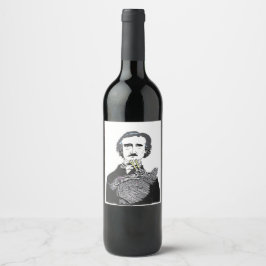 Edgar Allan Poe mit einem Raven auf seinem Chin Weinetikett