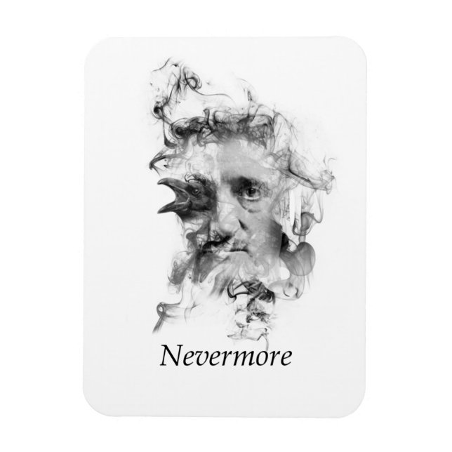 Edgar Allan Poe mit Raven - Nevermore Magnet (Vertikal)