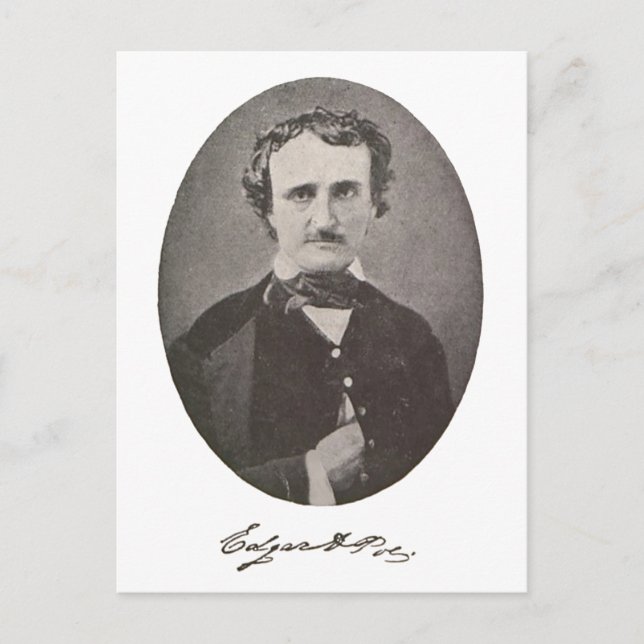 Edgar Allan Poe mit Signature Postkarte (Vorderseite)