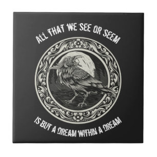 Edgar Allan Poe Poet Author Dream Raven Medallion Fliese