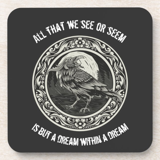 Edgar Allan Poe Poet Author Dream Raven Medallion Getränkeuntersetzer (Vorderseite)