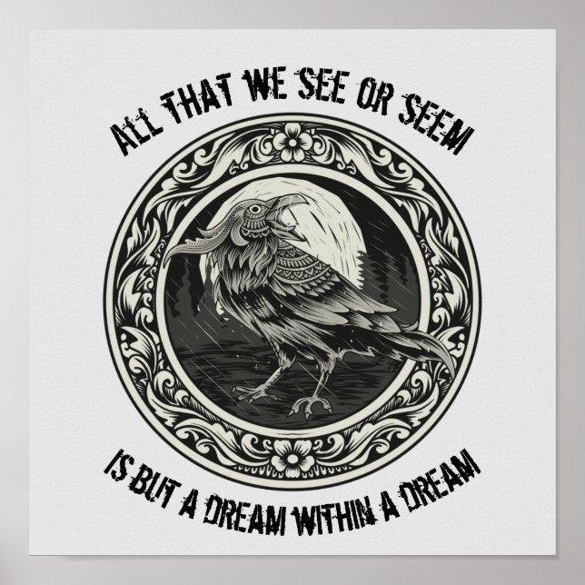 Edgar Allan Poe Poet Author Dream Raven Medallion Poster (Vorne)