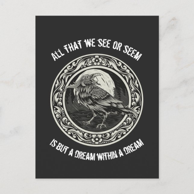 Edgar Allan Poe Poet Author Dream Raven Medallion Postkarte (Vorderseite)