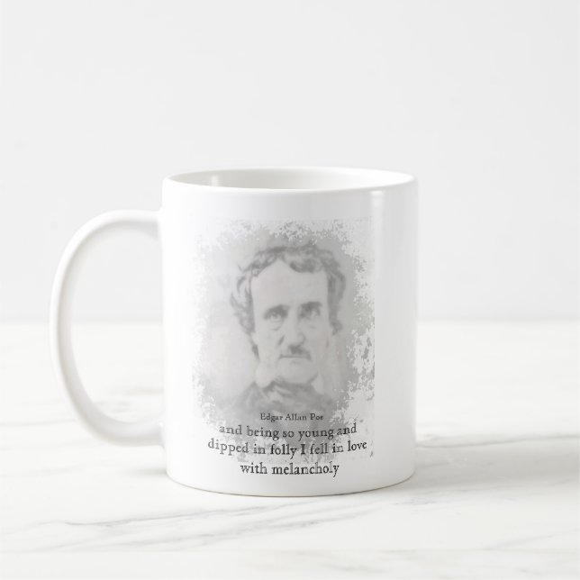 Edgar Allan Poe Poet Melancholy Zitat Postkarte Kaffeetasse (Links)