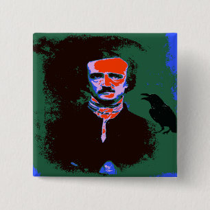 Edgar Allan Poe Pop Art Button