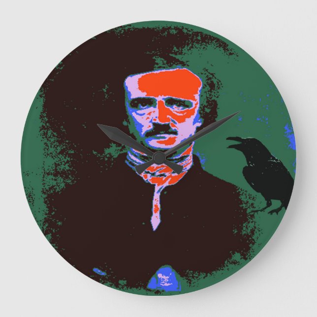 Edgar Allan Poe Pop Große Wanduhr (Vorderseite)