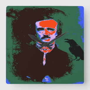 Edgar Allan Poe Pop Quadratische Wanduhr