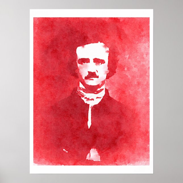 Edgar Allan Poe Pop Rotes Portrait Poster (Vorne)