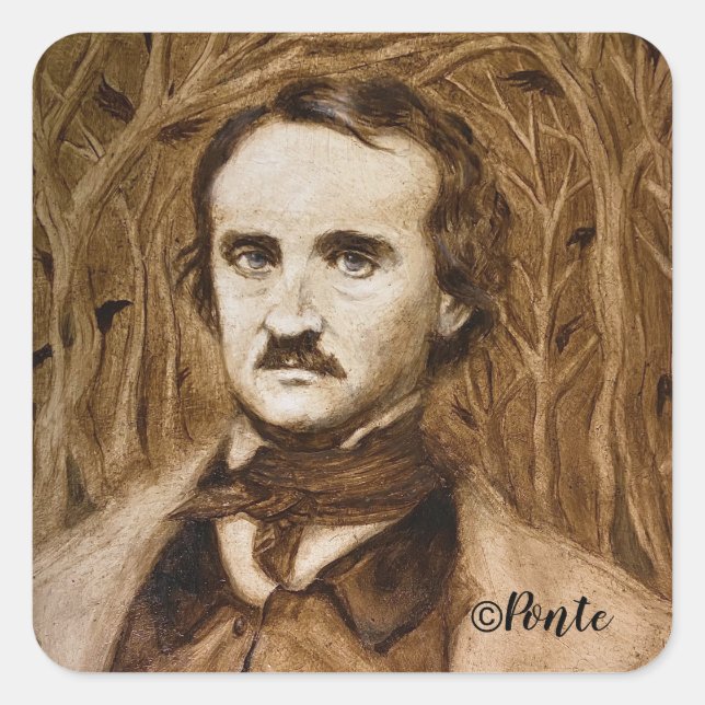 Edgar Allan Poe Portrait Square Stickers (Vorderseite)