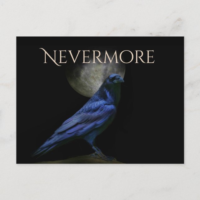 Edgar Allan Poe Raven Halloween Nevermore Postkarte (Vorderseite)