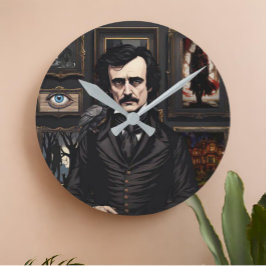 Edgar Allan Poe Runde Wanduhr
