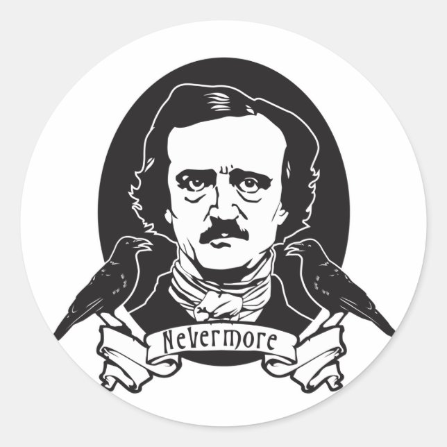 Edgar Allan Poe Runder Aufkleber (Vorderseite)