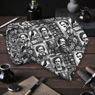 Edgar Allan Poe Schwarz-Weiß-Schlips Krawatte