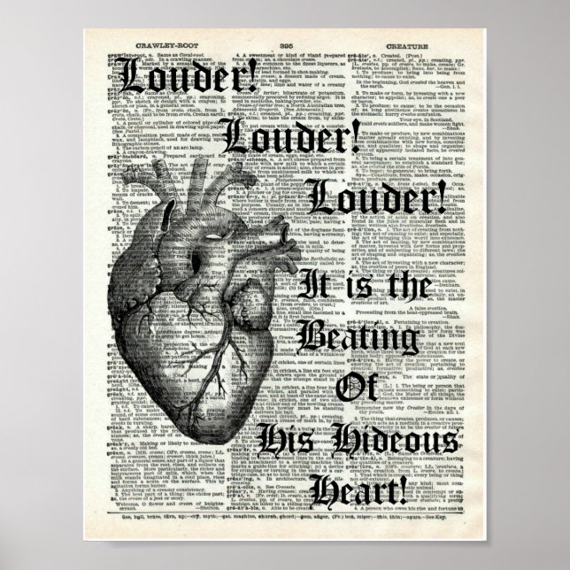 Edgar Allan Poe Tell Tale Heart Dictionary Print Poster (Vorne)