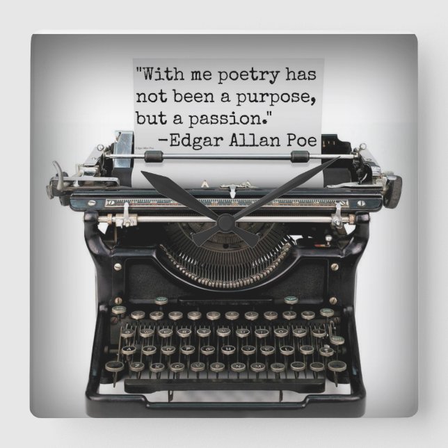 Edgar Allan Poe Wall Clock Quadratische Wanduhr (Vorderseite)