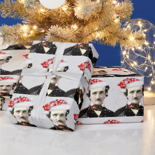 Edgar Allan Poe Weihnachtsmannmütze Fun Author Poe Geschenkpapier
