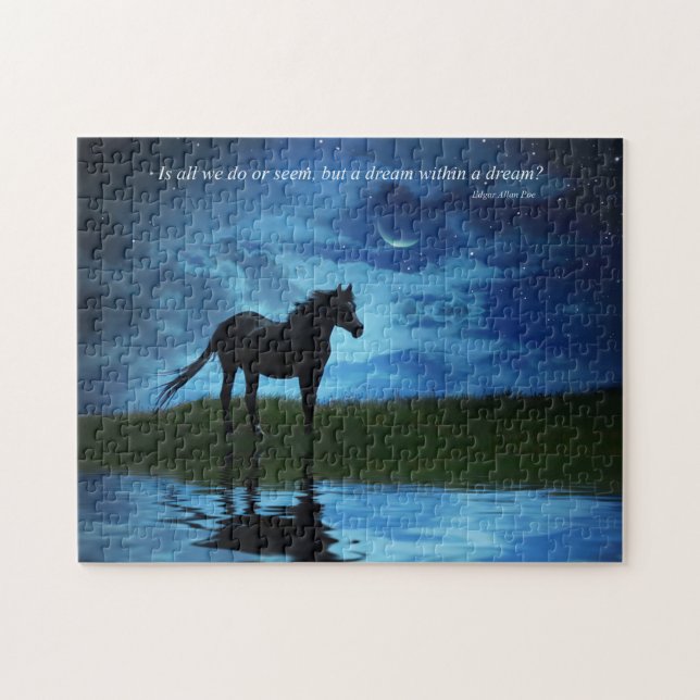 Edgar Allan Poes Gedicht mit Surreal Horse und Sky Puzzle (Horizontal)