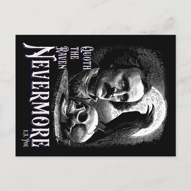 Edgar Allan Poes Raven Nevermore Postkarte (Vorderseite)