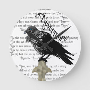 Edgar Allan Poe's The Raven Runde Wanduhr