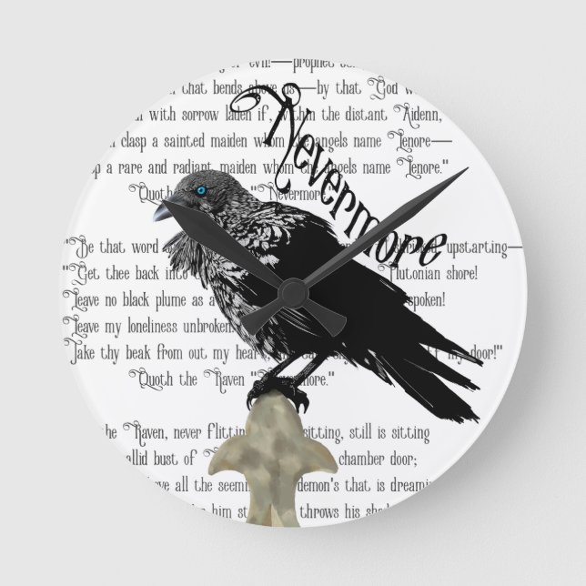 Edgar Allan Poe's The Raven Runde Wanduhr (Vorderseite)