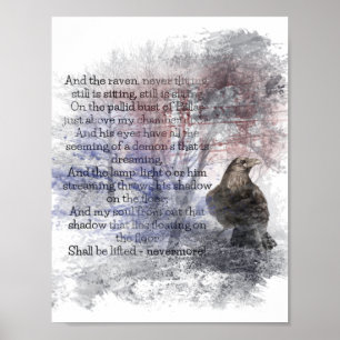 Edgar Allan Pop The Raven Gedicht Raven Watercolor Poster