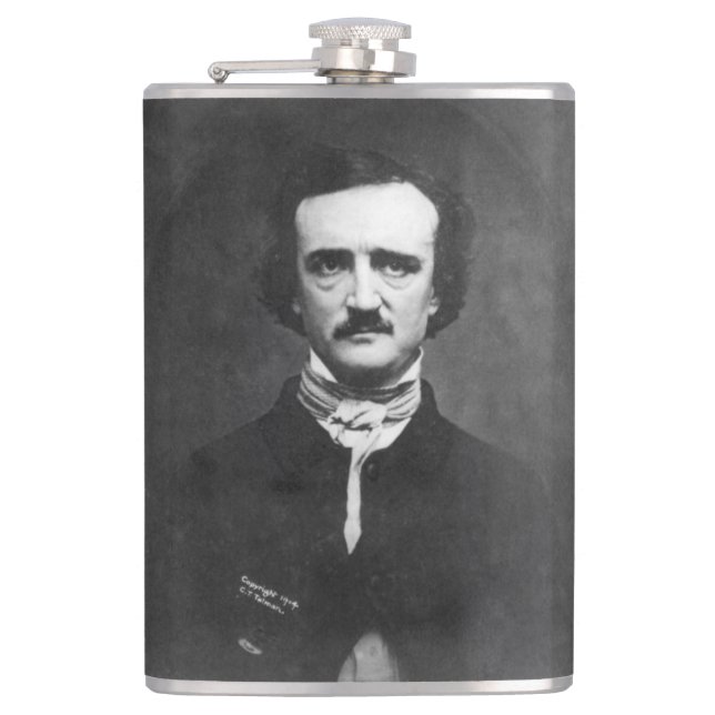 Edgar Allen Poe mit Zitat Flachmann (Vorderseite)