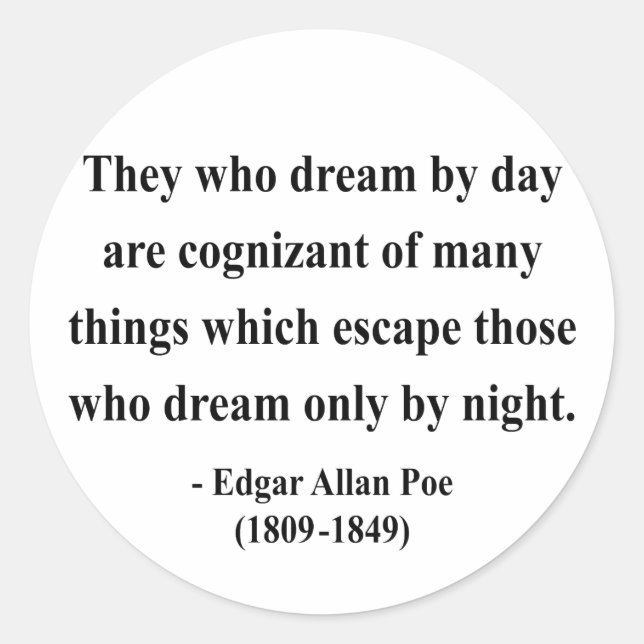 Edgar Allen Poe Quote 3a Runder Aufkleber (Vorderseite)