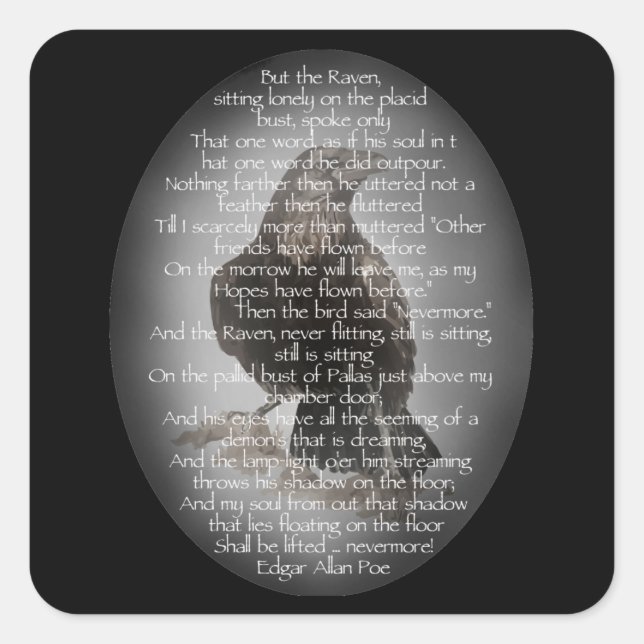 Edgar Allen Poe "The Raven" Halloween Gedicht Voge Quadratischer Aufkleber (Vorderseite)